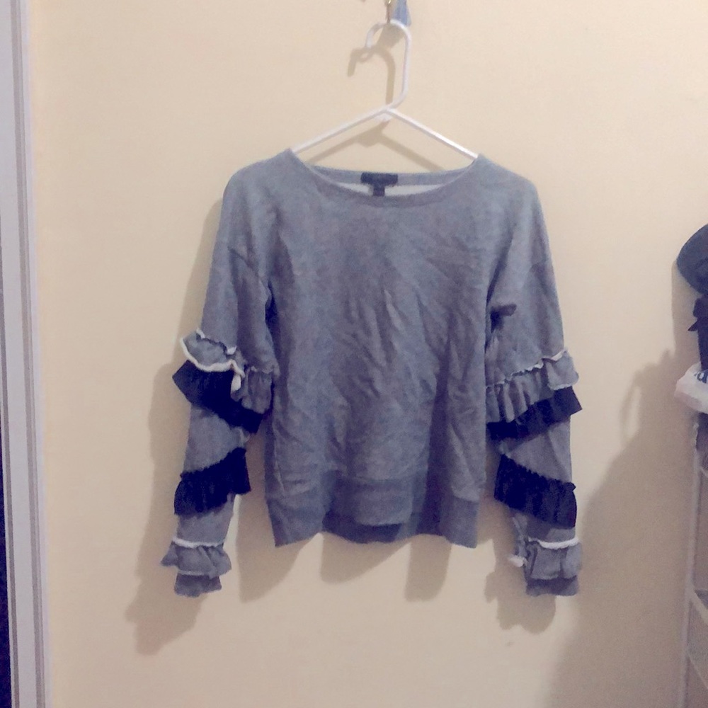 Grey Jcrew Sweatshirt with ruffle sleeves
